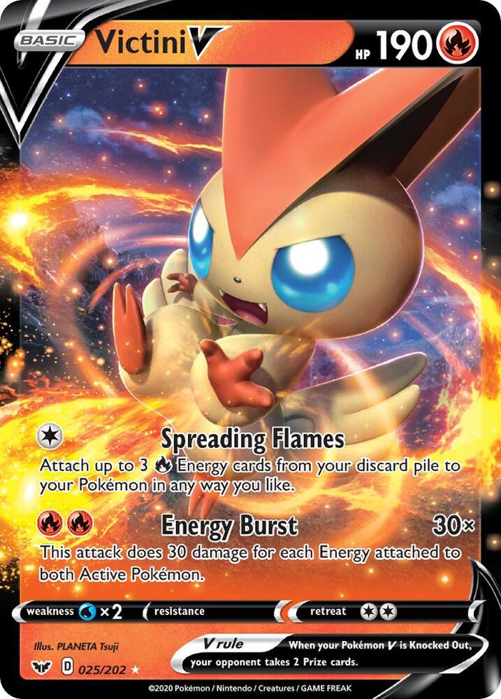 Victini V Ultra Rare SWSH01: Sword & Shield Base Set 025/202 NM (Back)