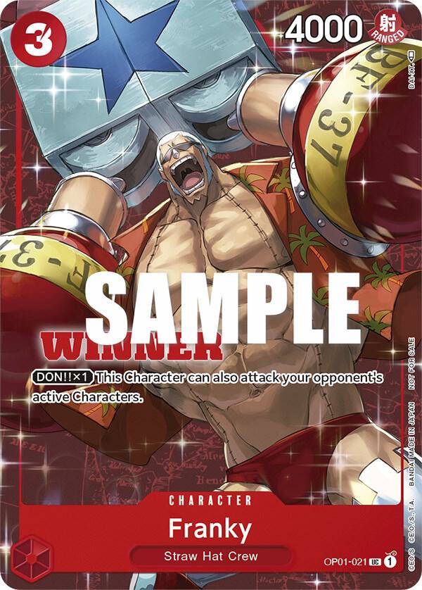 Franky (Tournament Pack Vol. 2) [Winner] PR One Piece Promotion Card OP01-021 NM (Back)