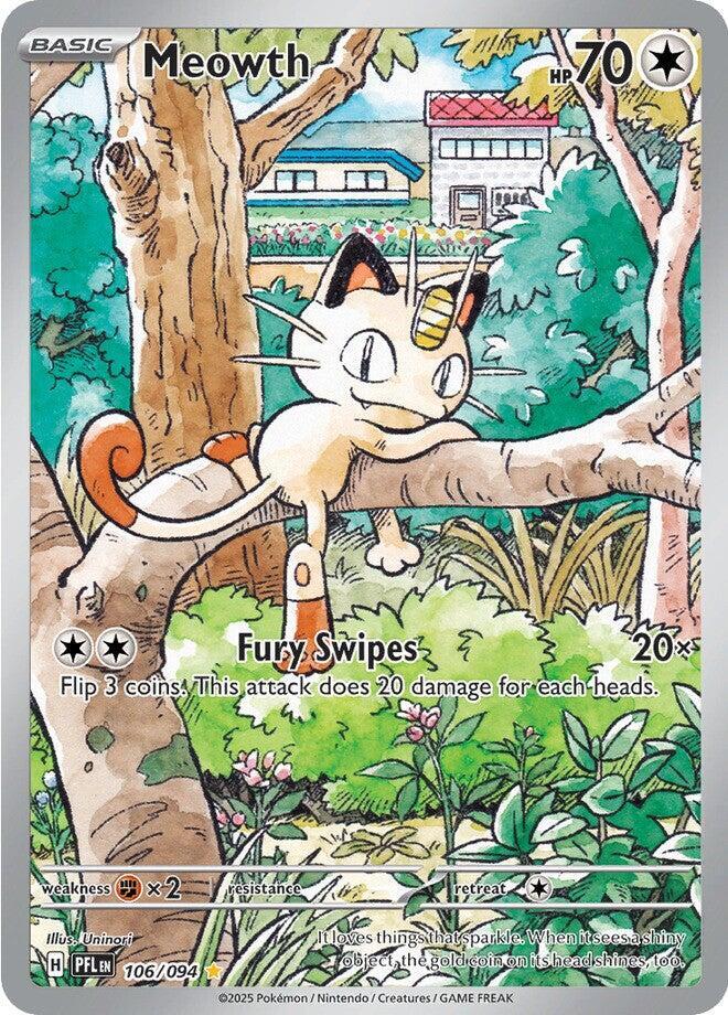Meowth Illustration Rare ME02: Phantasmal Flames 106/094 NM (Back)
