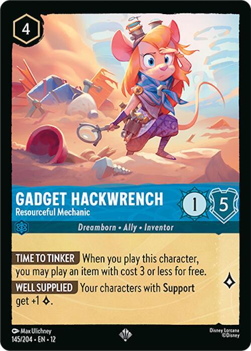 Gadget Hackwrench - Resourceful Mechanic Super Rare Wilds Unknown 145/204 NM (Back)