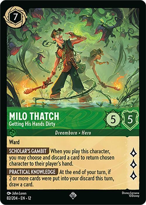 Milo Thatch - Getting His Hands Dirty Super Rare Wilds Unknown 82/204 NM (Back)